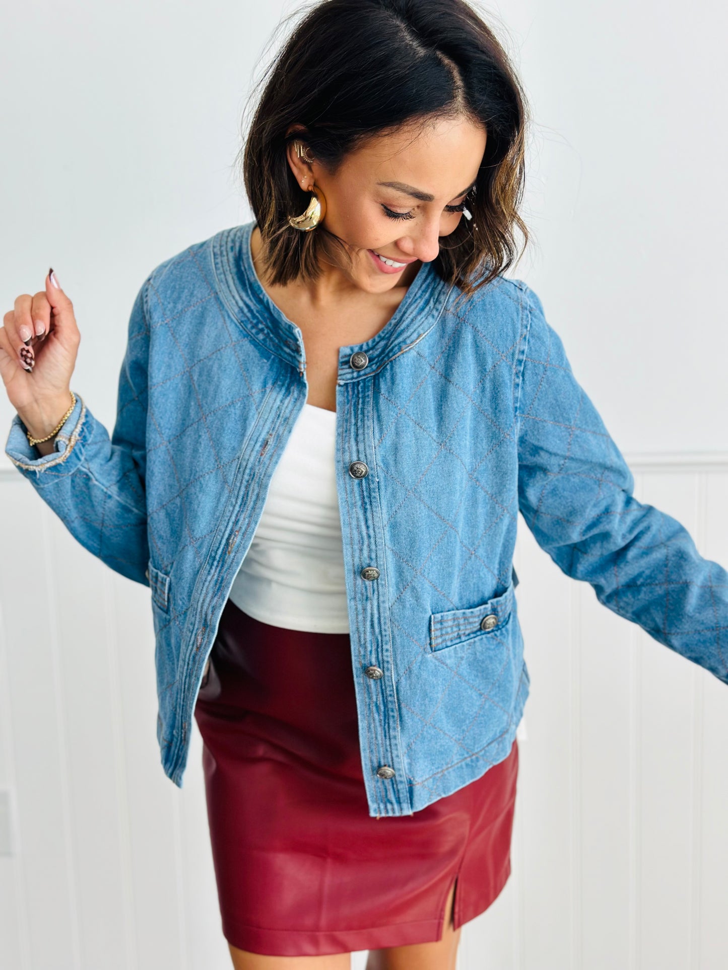 Denim Blue Quilted Jacket (Reg.)