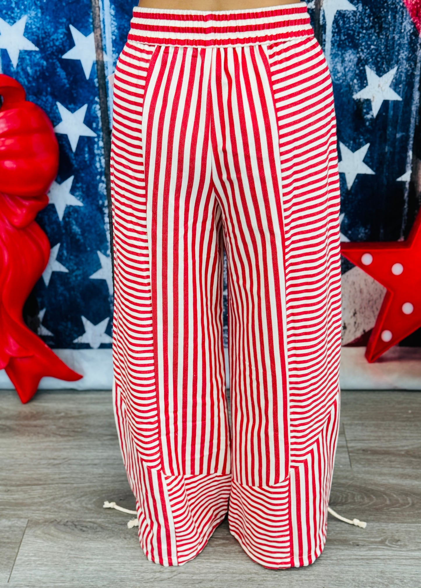 Berry Red Stripe Parachute Pants (Reg.)