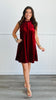 Deep Red Ruffle Collar Sleeveless Mini Dress (Reg.)