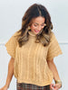 Cable Knit Short Sleeve Sweater Top (Reg & Plus)-2 Colors