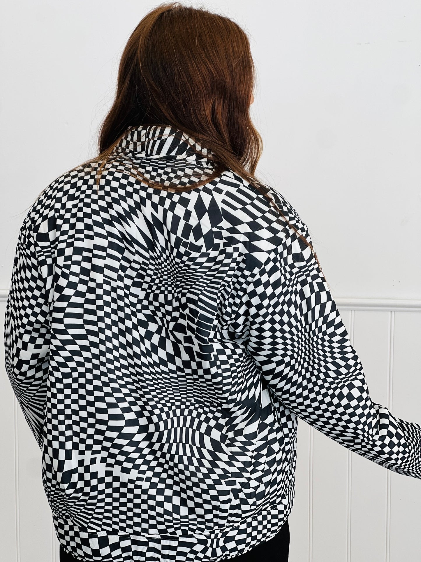 Black/White Retro Geo Print Jacket (Reg & Plus)