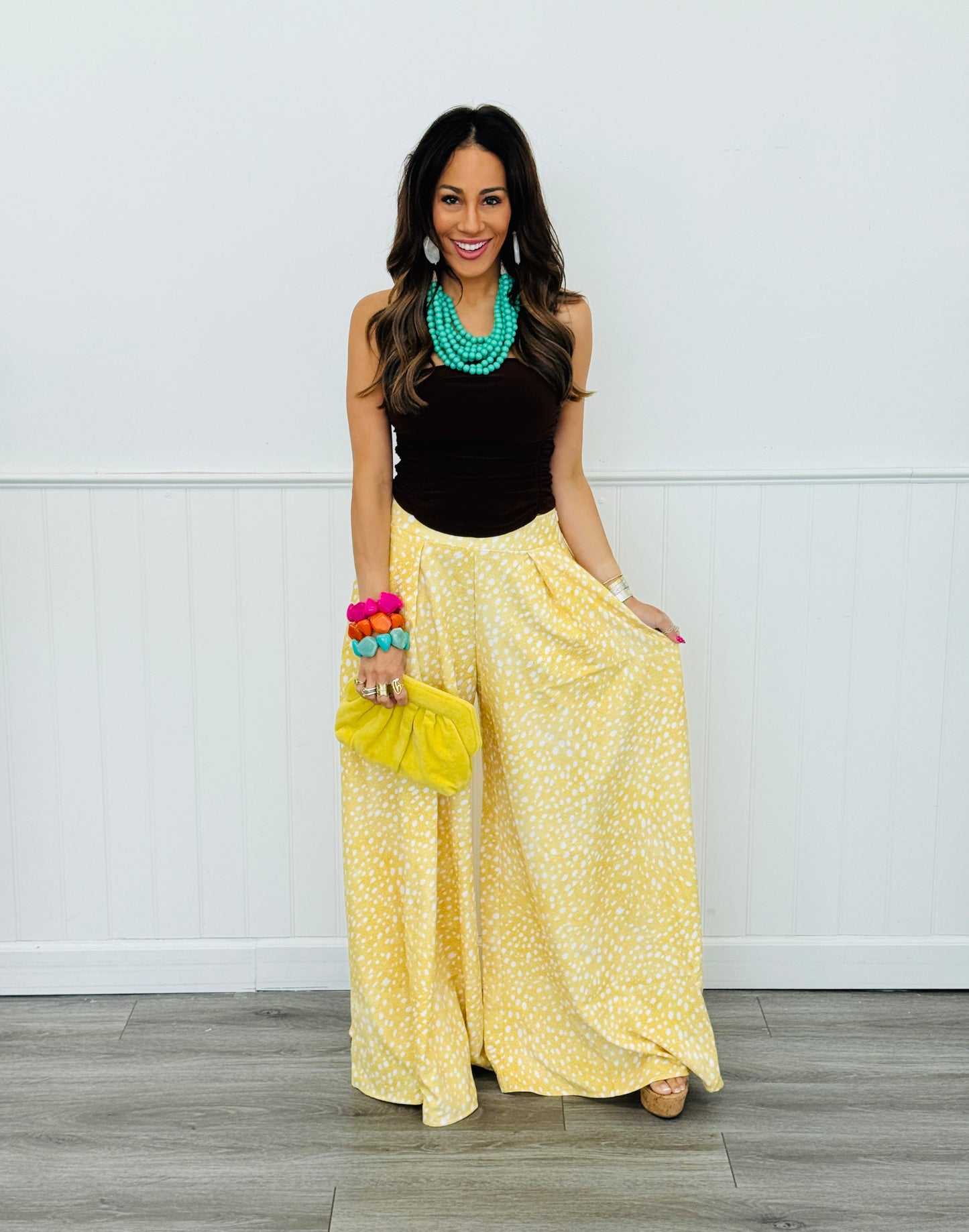 Yellow Deer Print Palazzo Pants (Reg. and Plus)