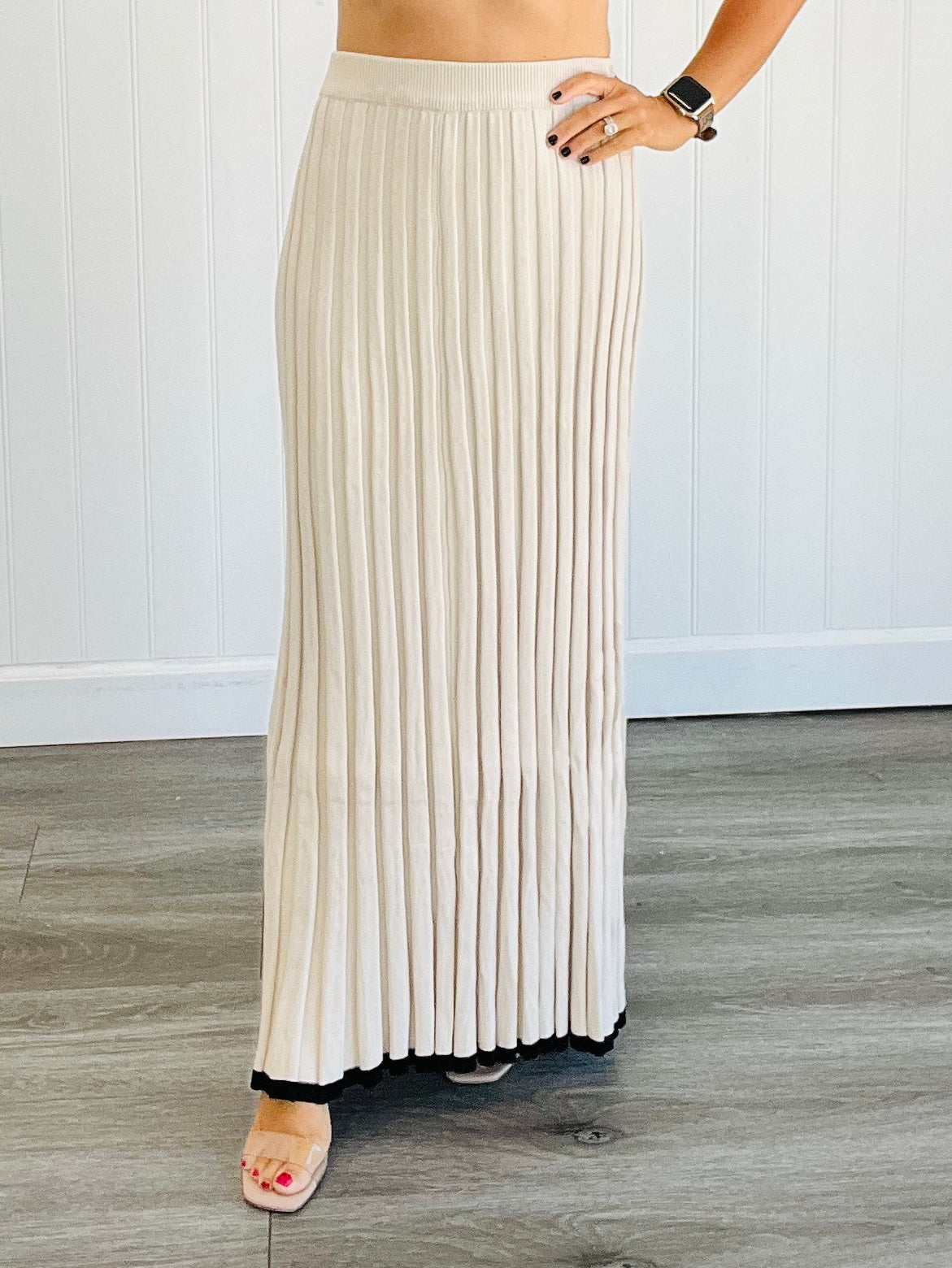 Ribbed Contrast Maxi Skirt (Reg)-2 Colors