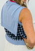 Navy Gingham Faux Sweater Sleeveless Top (Reg.)
