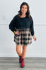 Black Peplum Long Sleeve Top (Reg. & Plus)