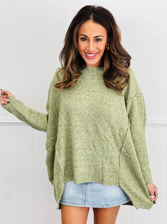 Sage Oversized Boat Neck Sweater (Reg.)