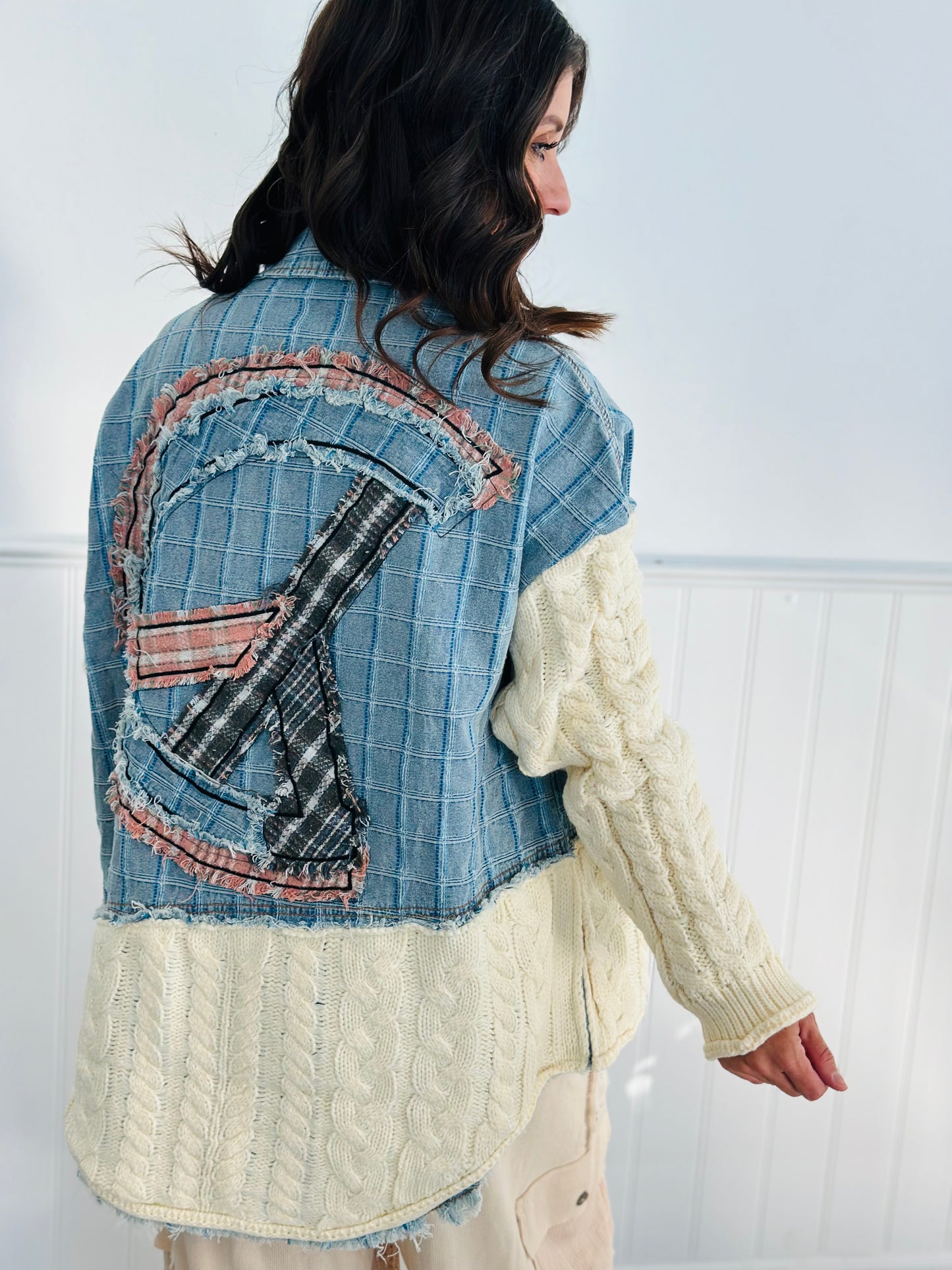 POL Denim Multi Patchwork Sweater Sleeve Jacket (Reg)