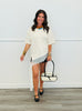 Cream Lace Detail Short Sleeve Top (Reg.)