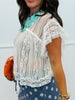 Lace Sheer Neck Tie Blouse (Reg.) - 2 Colors