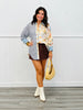 Denim/Ivory Floral & Stripe Button Up Top (Reg. and Plus)