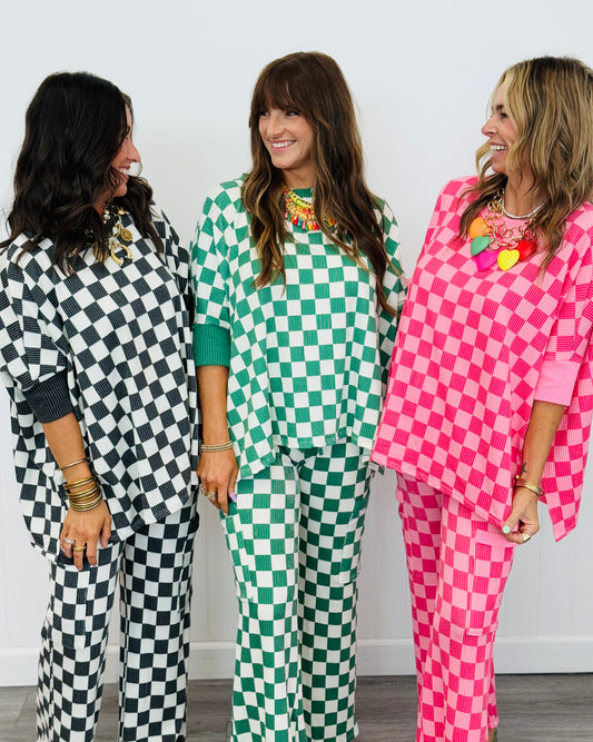 Checkerboard Oversized Top (Reg & Plus)-3 Colors