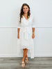 White Eyelet Wrap Style High-Low Dress (Reg. & Plus)
