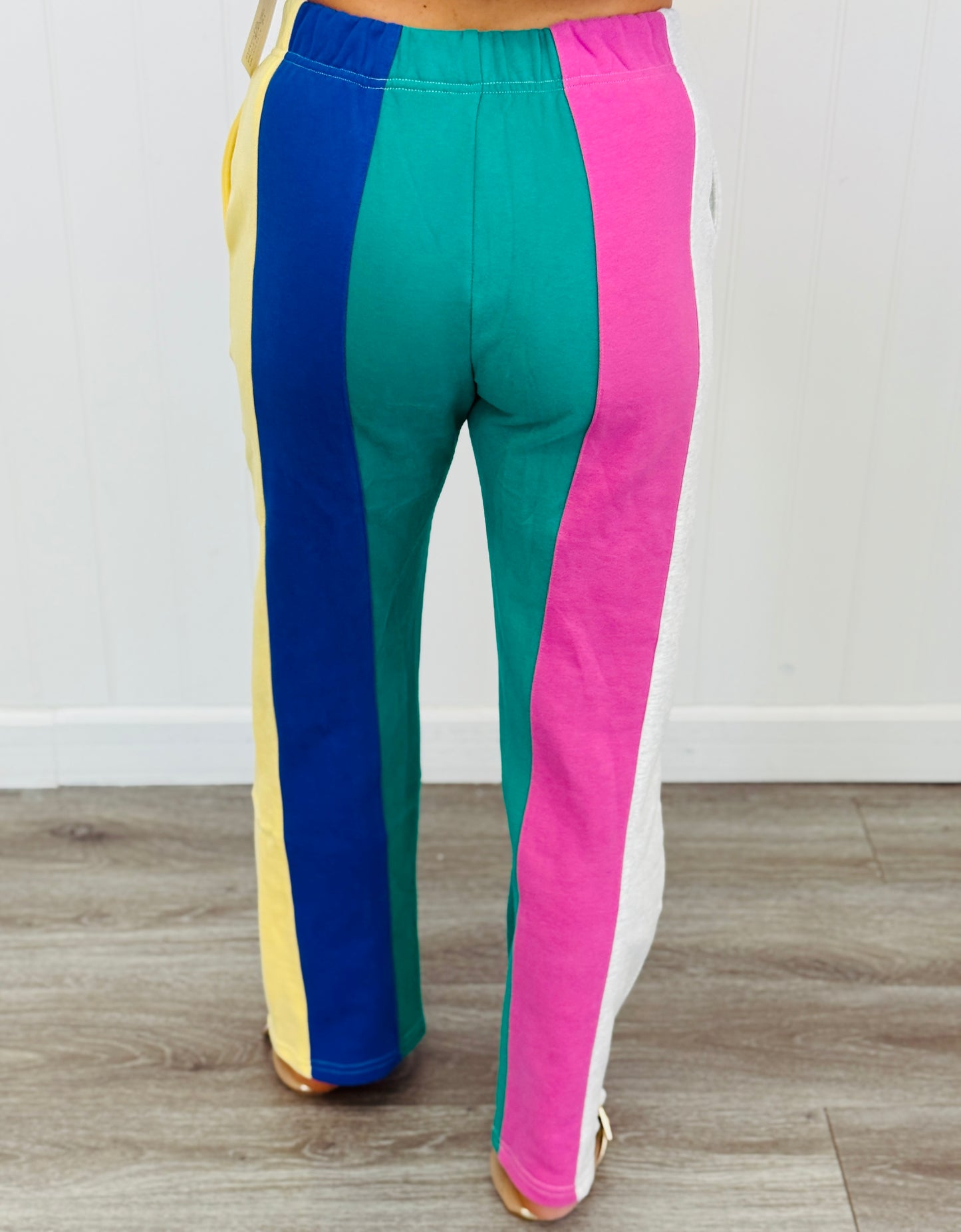 Queen Of Sparkles Multi Colorblock Stripe Sparkle Sweat Pants (Reg. and Plus)