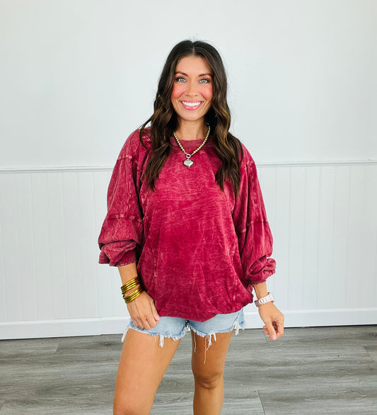 Wine Reversible Washed Top (Reg)