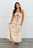 Taupe/Red  Ric Rac Front Tie Maxi Dress (Reg.)