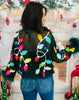 Queen Of Sparkles Dk Green Crochet Christmas Light Feather Sleeve Cardigan (Reg. and Plus)