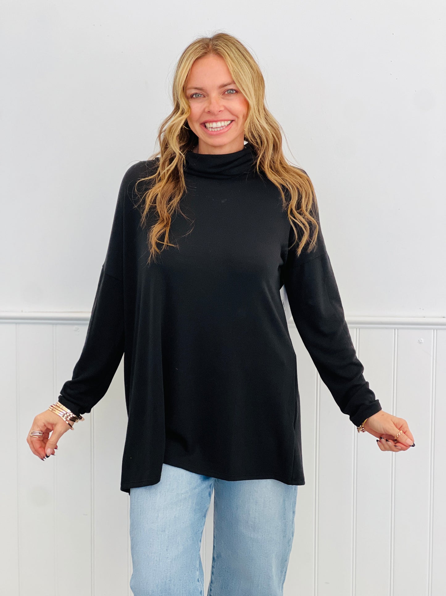 Dear Scarlett Cowl Me Back Tunic Top (Reg. and Plus) - 5 Colors