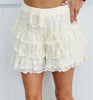 Cream Vintage Lace Tiered Shorts (Reg.)