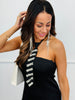 Black Strapless Fringe Hem Mini Dress (Reg.)