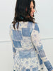 Denim Patch Rhinestone Mesh LS Top (Reg. and Plus)
