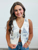 Ivory/Navy Print Linen Vest (Reg. & Plus)
