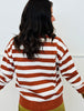 Rust/White Striped Olive Graphic Sweater Cardigan (Reg.)