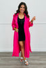 Fuchsia Stylish Satin Trench Coat (Reg.)