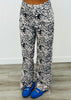 Black Deer Print Straight Leg Pants (Reg.)