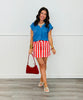 Nova Red Striped Denim Skirt (Reg. and Plus)