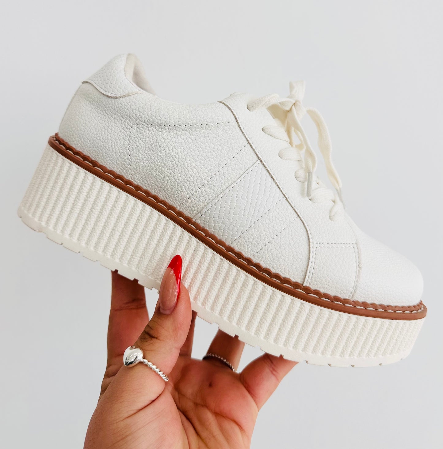 White Dramatic Darling Platform Sneakers