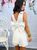 Off White Bow On Back Square Neck Romper (Reg.)