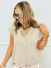 Taupe Button Down Sweater Top (Reg.)