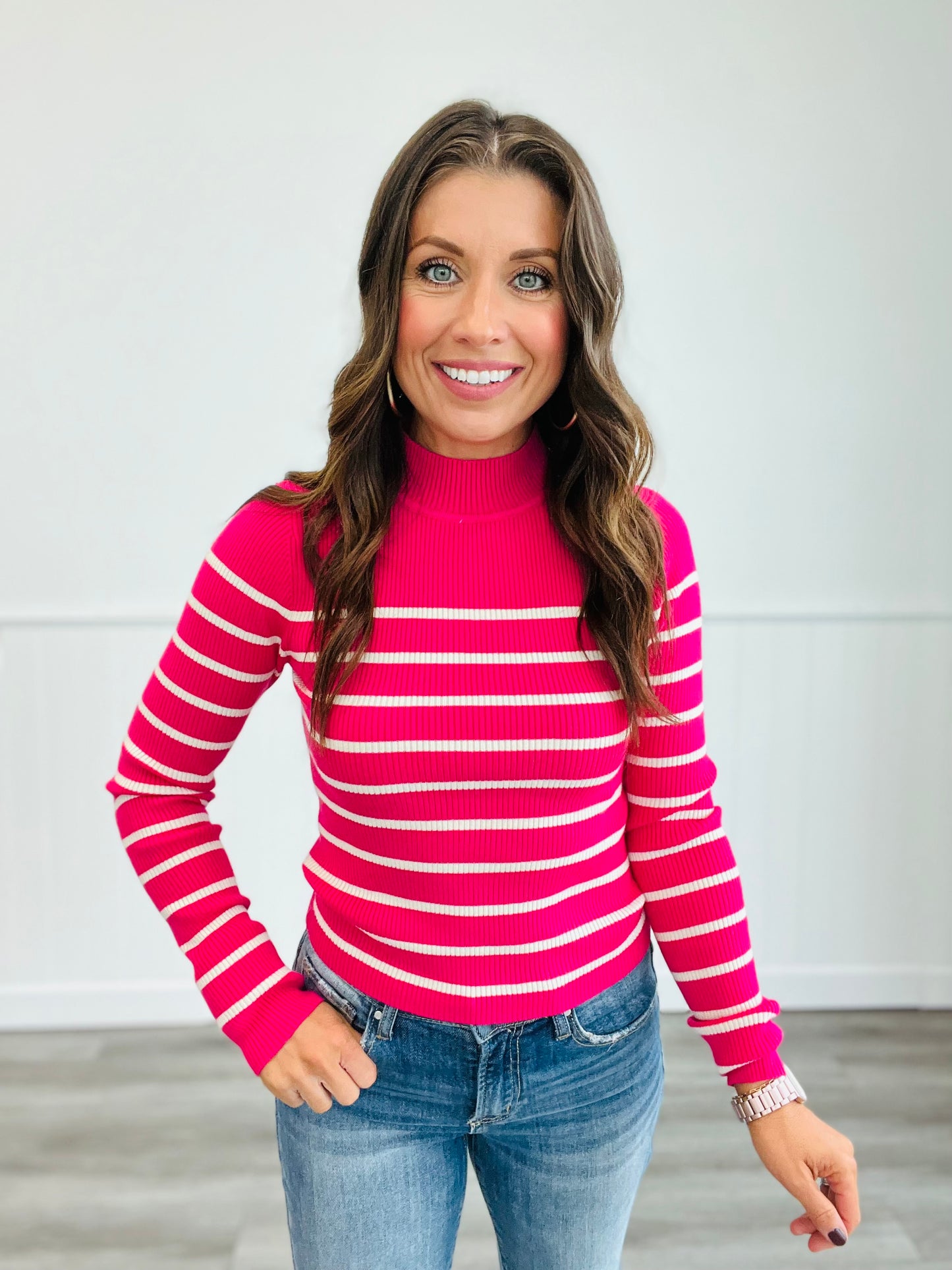 Striped Sensation Sweater Top (Reg)-8 Colors