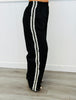 Black Contrast Side Stripe Wide Leg Pants (Reg & Plus)