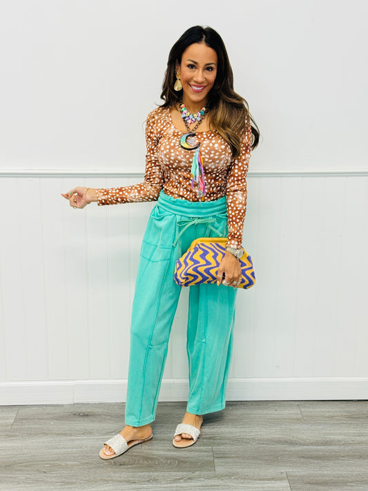 Deer Print Square Neck LS Top (Reg. and Plus)