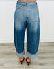 Washed Denim Paint Splatter Cuffed Pants (Reg & Plus)