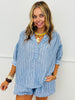 Lightweight Demin Striped Shorts Set (Reg. and Plus)