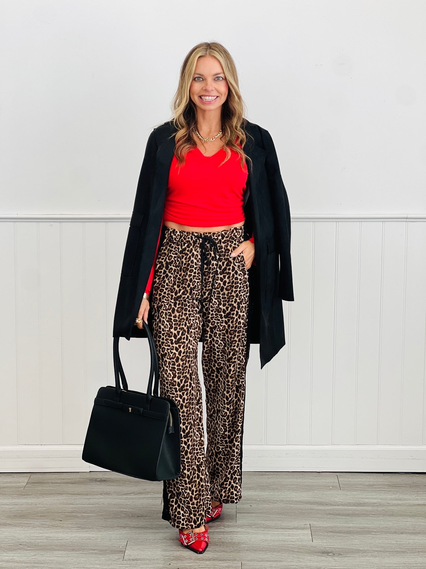 Red V-Neck Long Sleeve Top (Reg. and Plus)