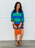 Royal Blue/Jade Sunset Stripe Sweater Set  (Reg.)