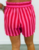 Fuchsia Striped Elastic Waist Shorts (Reg.)