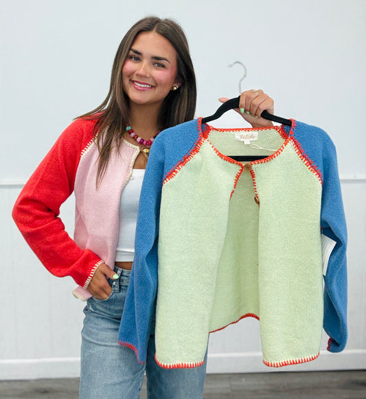 Color Block Knit Cardigan Top (Reg.) - 2 Colors