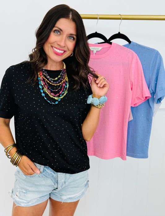 Rhinestone Embellished Tee (Reg & Plus) - 3 Colors