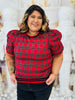 Red Plaid Ruffle Trim Top (Reg & Plus)