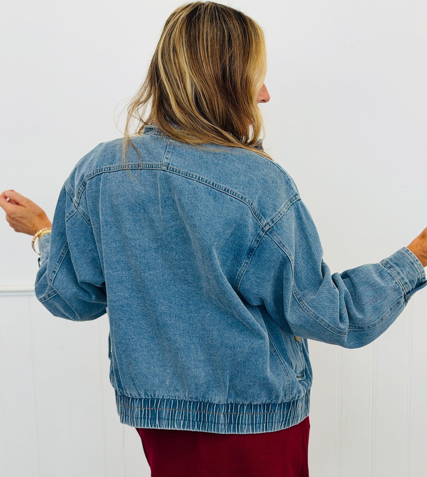 Denim Asymmetric Wrap Jacket (Reg & Plus)