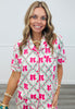 Pretty Lattice Bow Ruffle Pajama Set (Reg. and Plus)
