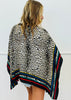 Leopard Contrast Trim Cape Top (One Size)
