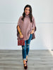 Mauve Mock Neck Batwing Cape Top (Reg & Plus)