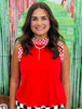 Red Checkmate Ribbed Tank Top (Reg. and Plus)
