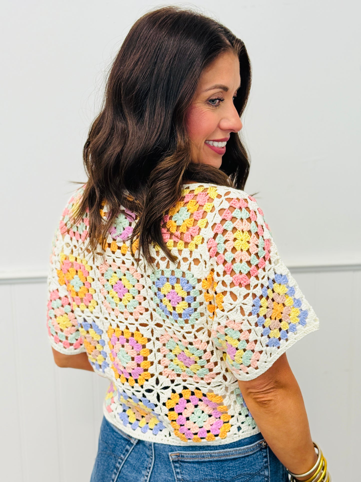 Multi Granny Squares Pullover Sweater Top (Reg.)