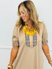 Taupe Contrast Check Plaid Midi Dress (Reg.)
